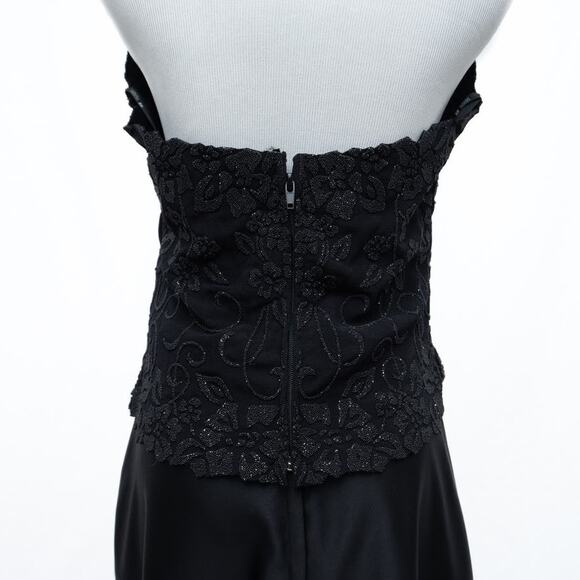 Tadashi Shoji Black Formal Beaded Sequin Halter Long Skirt Dress Size Small - Picture 4 of 11